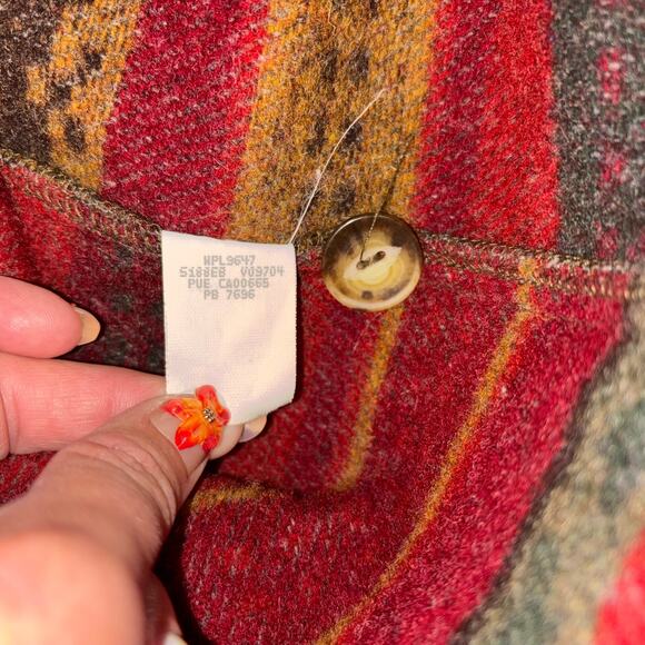 Vintage 90’s Wool Blanket Barn Eddie Bauer Jacket Women’s S Cottage Prairie Art - Picture 9 of 12